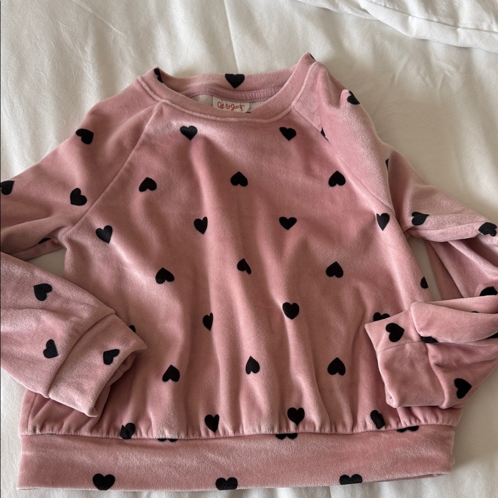 Cat & Jack Pink Top with Black Heart Design